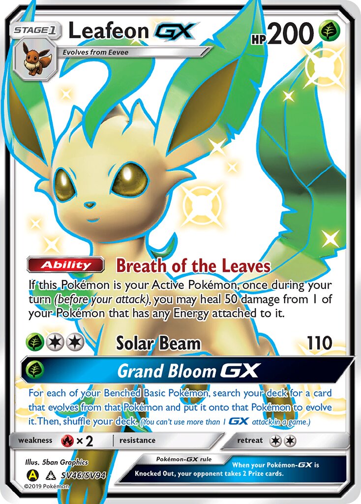 Leafeon-GX 046/94 — Hidden Fates: Shiny Vault (English Pokémon TCG card)
