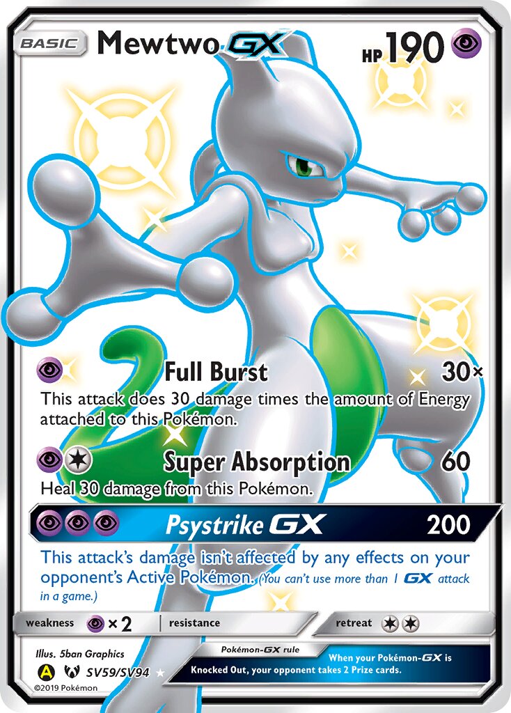 Mewtwo-GX 059/94 — Hidden Fates: Shiny Vault (English Pokémon TCG card)