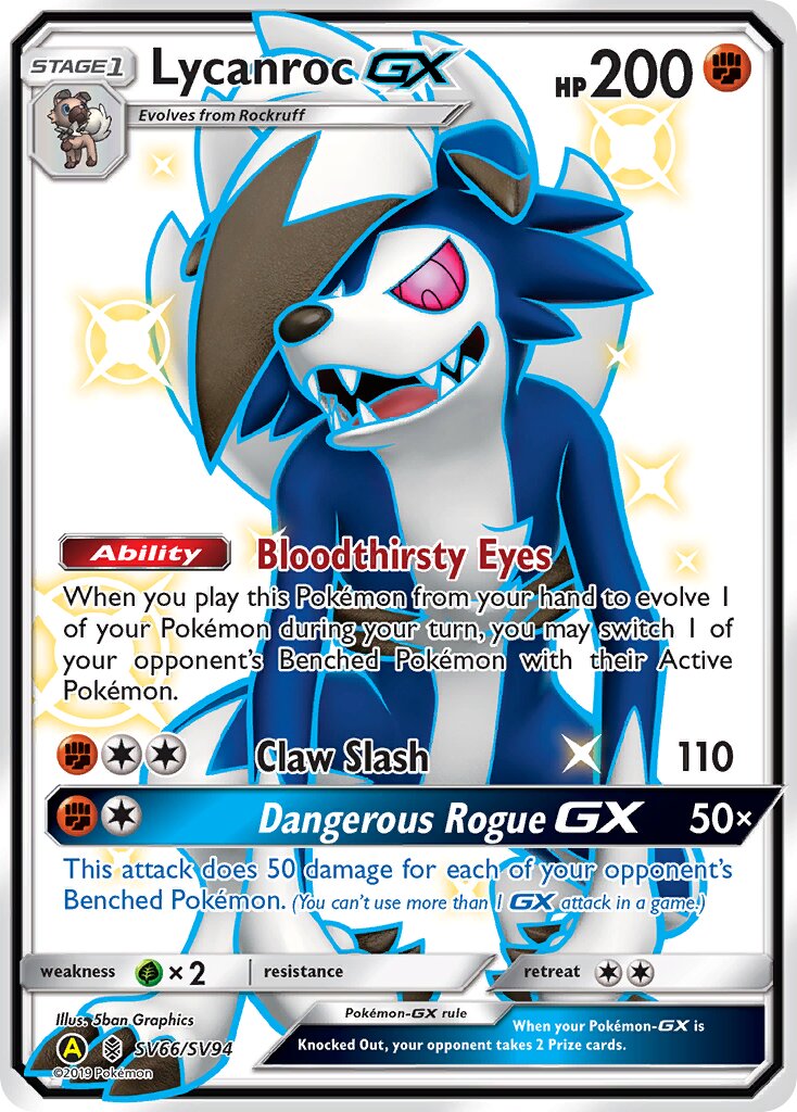 Lycanroc-GX 066/94 — Hidden Fates: Shiny Vault (English Pokémon TCG card)