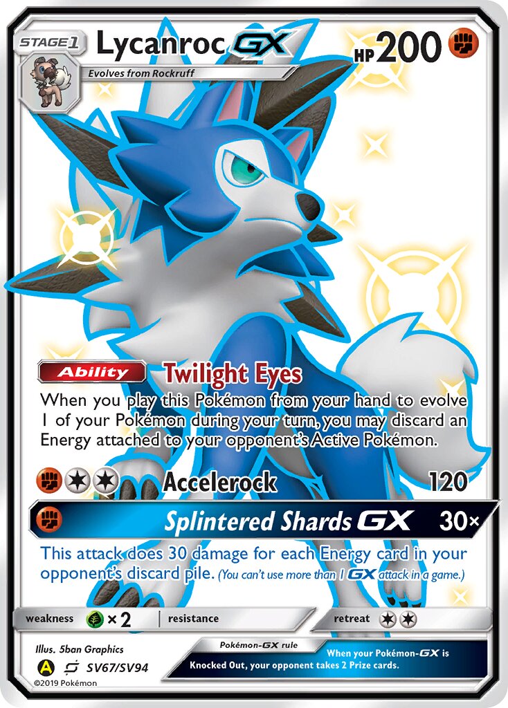 Lycanroc-GX 067/94 — Hidden Fates: Shiny Vault (English Pokémon TCG card)