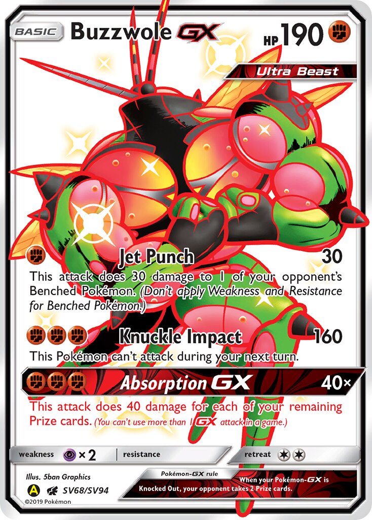 Buzzwole-GX 068/94 — Hidden Fates: Shiny Vault (English Pokémon TCG card)