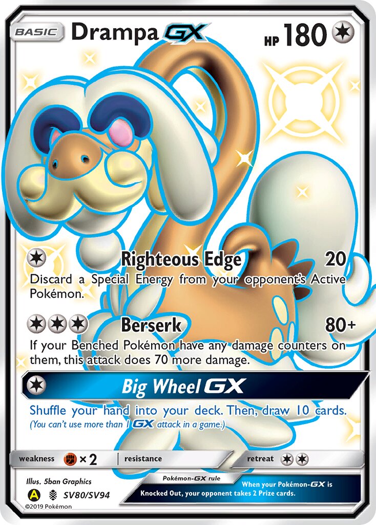 Drampa-GX 080/94 — Hidden Fates: Shiny Vault (English Pokémon TCG card)