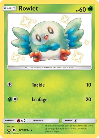 Rowlet SV2/SV94 — Hidden Fates: Shiny Vault (Japanese Pokémon TCG card)