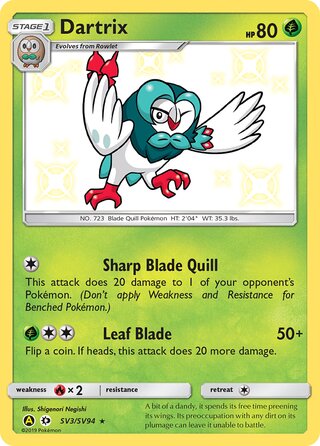 Dartrix SV3/SV94 — Hidden Fates: Shiny Vault (Japanese Pokémon TCG card)