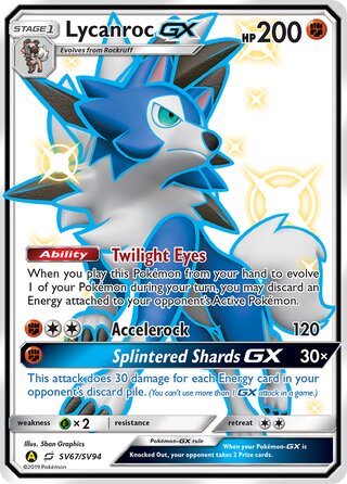 Lycanroc-GX SV67/SV94 — Hidden Fates: Shiny Vault (Japanese Pokémon TCG card)