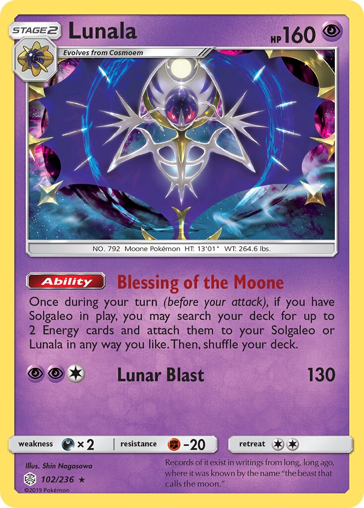 Lunala 102/271 — Cosmic Eclipse (English Pokémon TCG card)