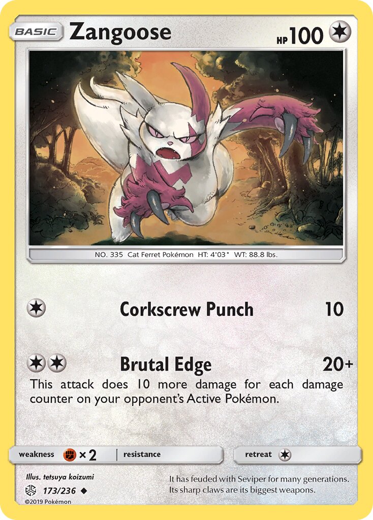 Zangoose 173/271 — Cosmic Eclipse (English Pokémon TCG card)