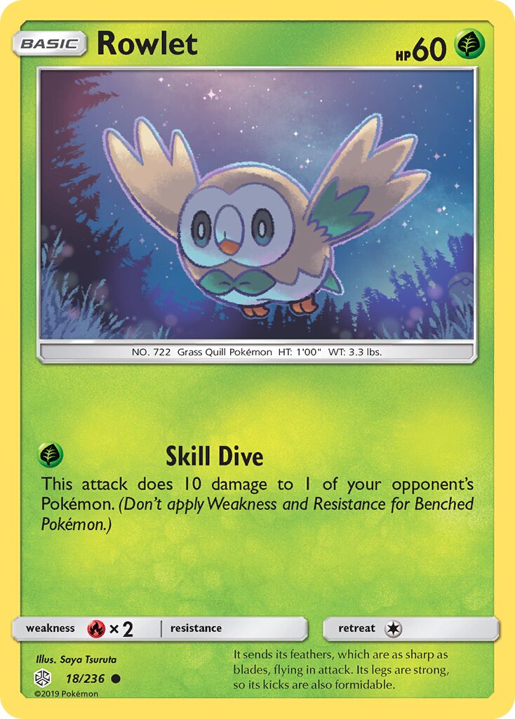 Rowlet 018/271 — Cosmic Eclipse (English Pokémon TCG card)