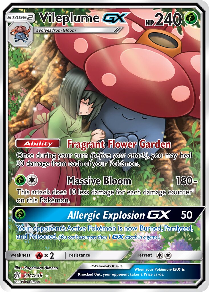 Vileplume-GX 211/271 — Cosmic Eclipse (English Pokémon TCG card)