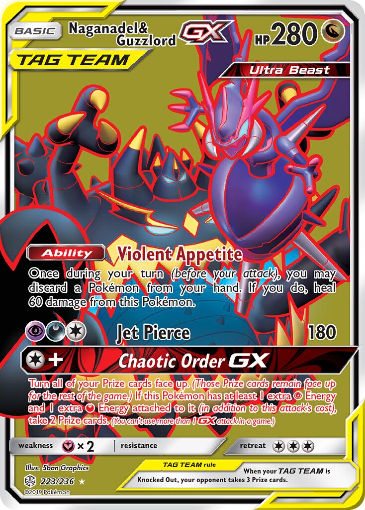 Naganadel & Guzzlord-GX 223/271 — Cosmic Eclipse (English Pokémon TCG card)