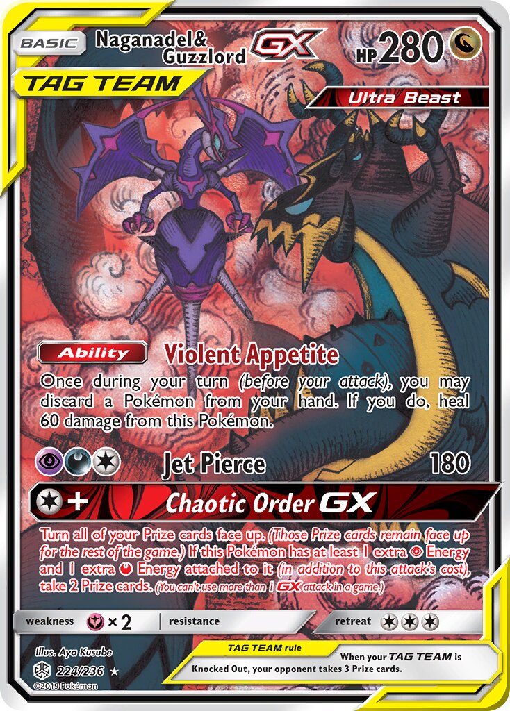 Naganadel & Guzzlord-GX 224/271 — Cosmic Eclipse (English Pokémon TCG card)