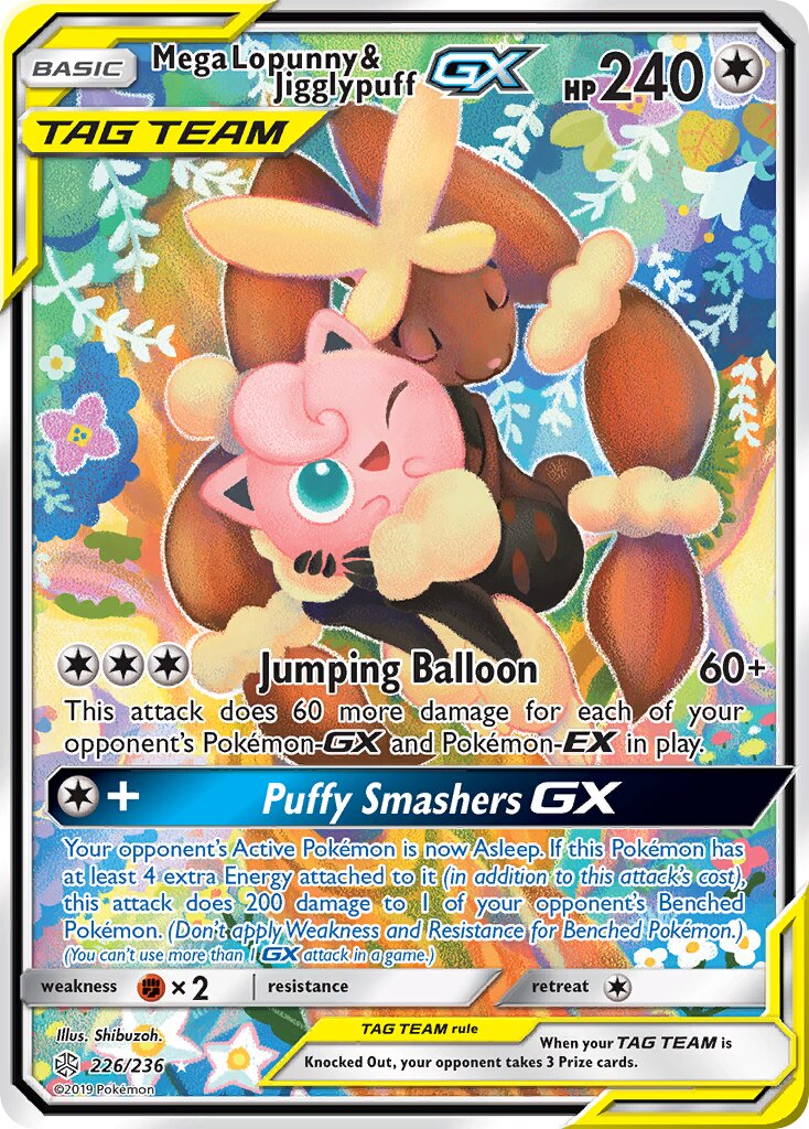 Mega Lopunny & Jigglypuff-GX 226/271 — Cosmic Eclipse (English Pokémon TCG card)