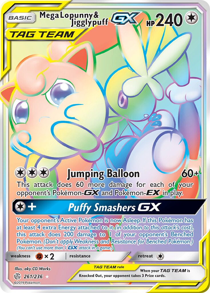 Mega Lopunny & Jigglypuff-GX 261/271 — Cosmic Eclipse (English Pokémon TCG card)