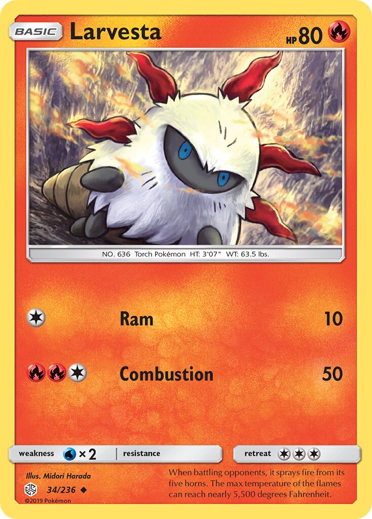 Larvesta 034/271 — Cosmic Eclipse (English Pokémon TCG card)