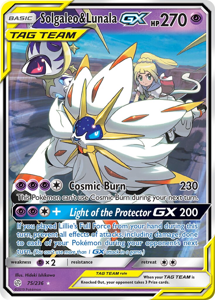 Solgaleo & Lunala-GX 075/271 — Cosmic Eclipse (English Pokémon TCG card)