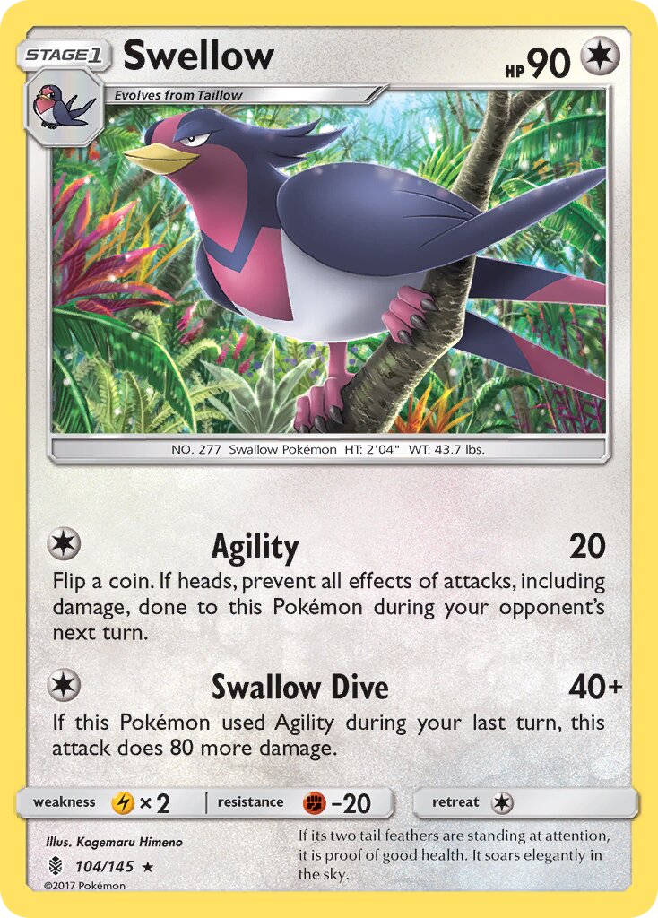 Swellow 104/168 — Guardians Rising (English Pokémon TCG card)