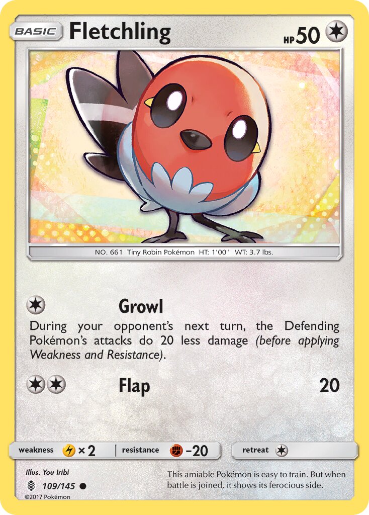 Fletchling 109/168 — Guardians Rising (English Pokémon TCG card)