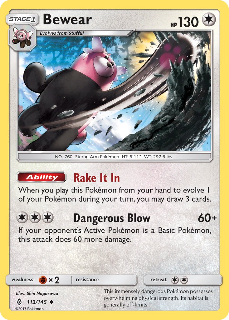 Bewear 113/168 — Guardians Rising (English Pokémon TCG card)