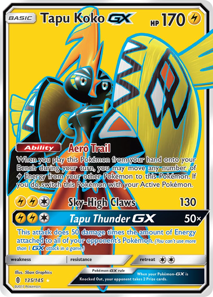 Tapu Koko-GX 135/168 — Guardians Rising (English Pokémon TCG card)