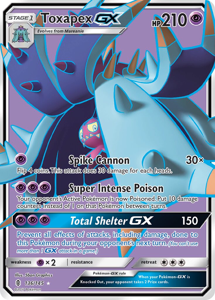 Toxapex-GX 136/168 — Guardians Rising (English Pokémon TCG card)