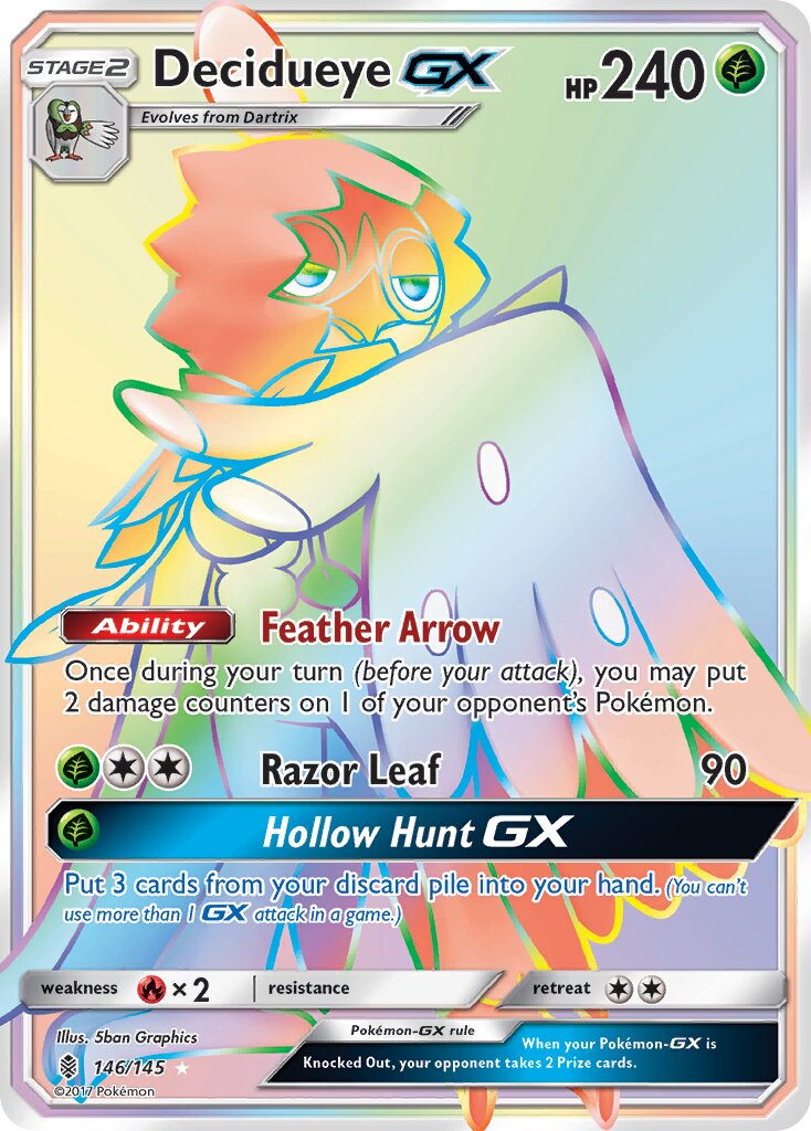 Decidueye-GX 146/168 — Guardians Rising (English Pokémon TCG card)