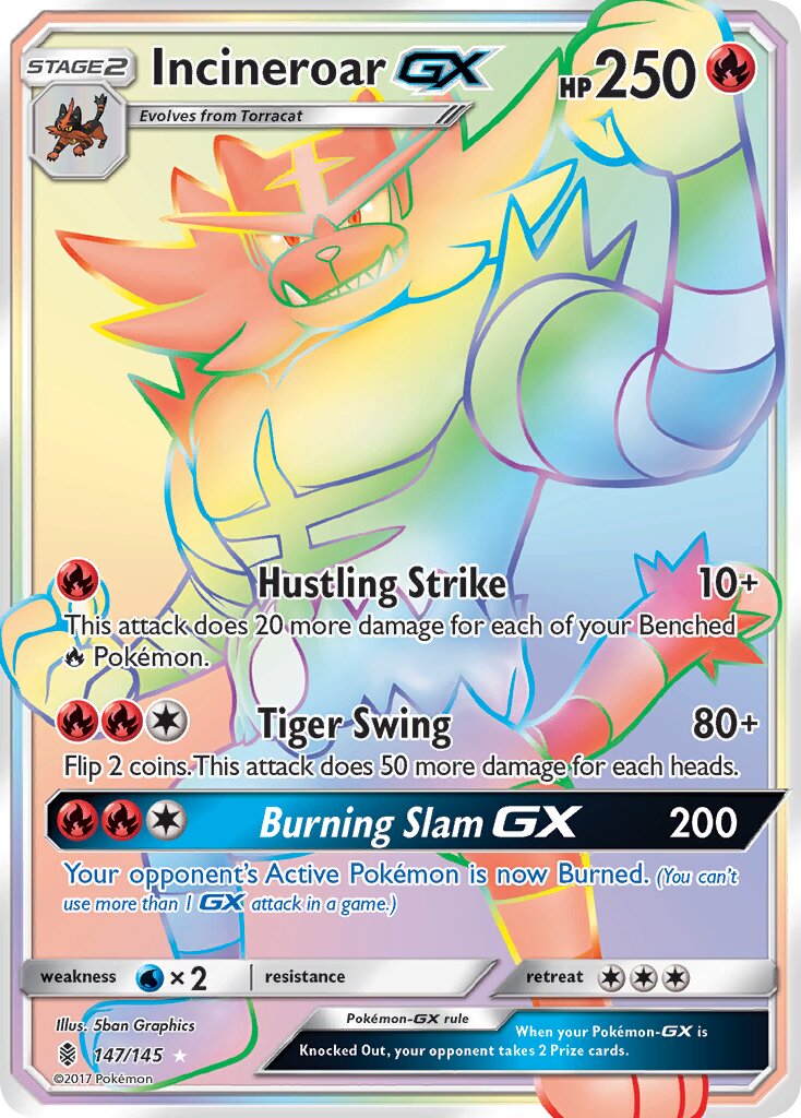 Incineroar-GX 147/168 — Guardians Rising (English Pokémon TCG card)