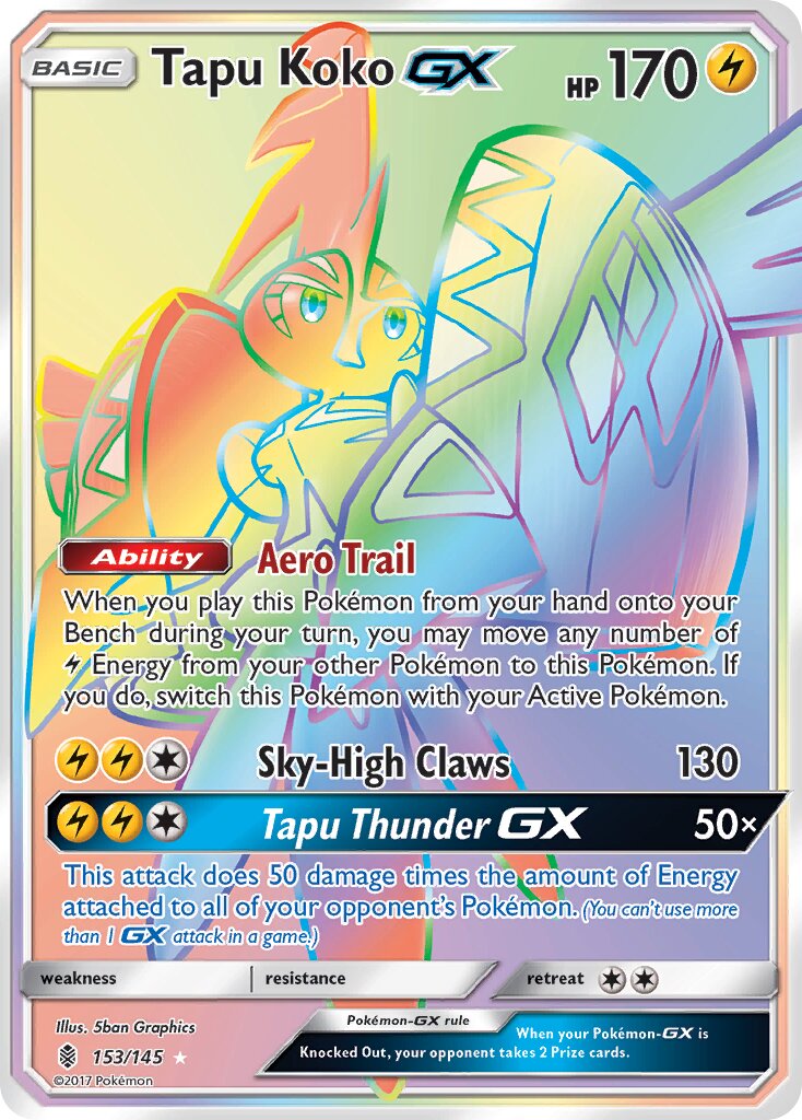 Tapu Koko-GX 153/168 — Guardians Rising (English Pokémon TCG card)