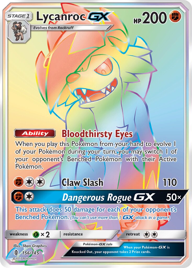 Lycanroc-GX 156/168 — Guardians Rising (English Pokémon TCG card)