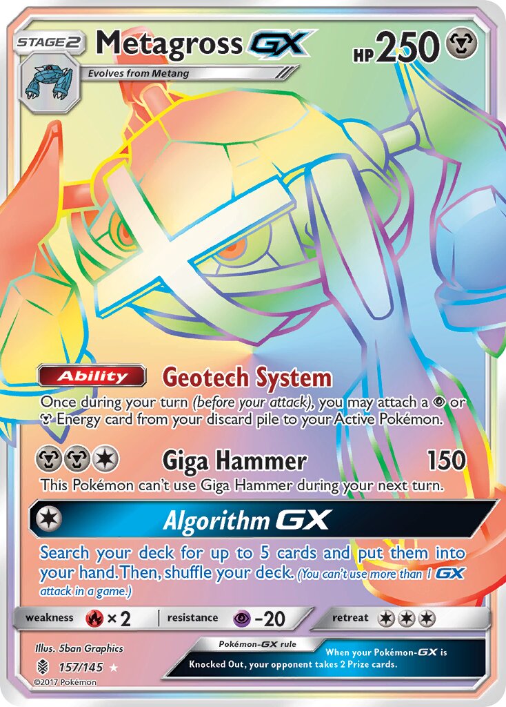 Metagross-GX 157/168 — Guardians Rising (English Pokémon TCG card)