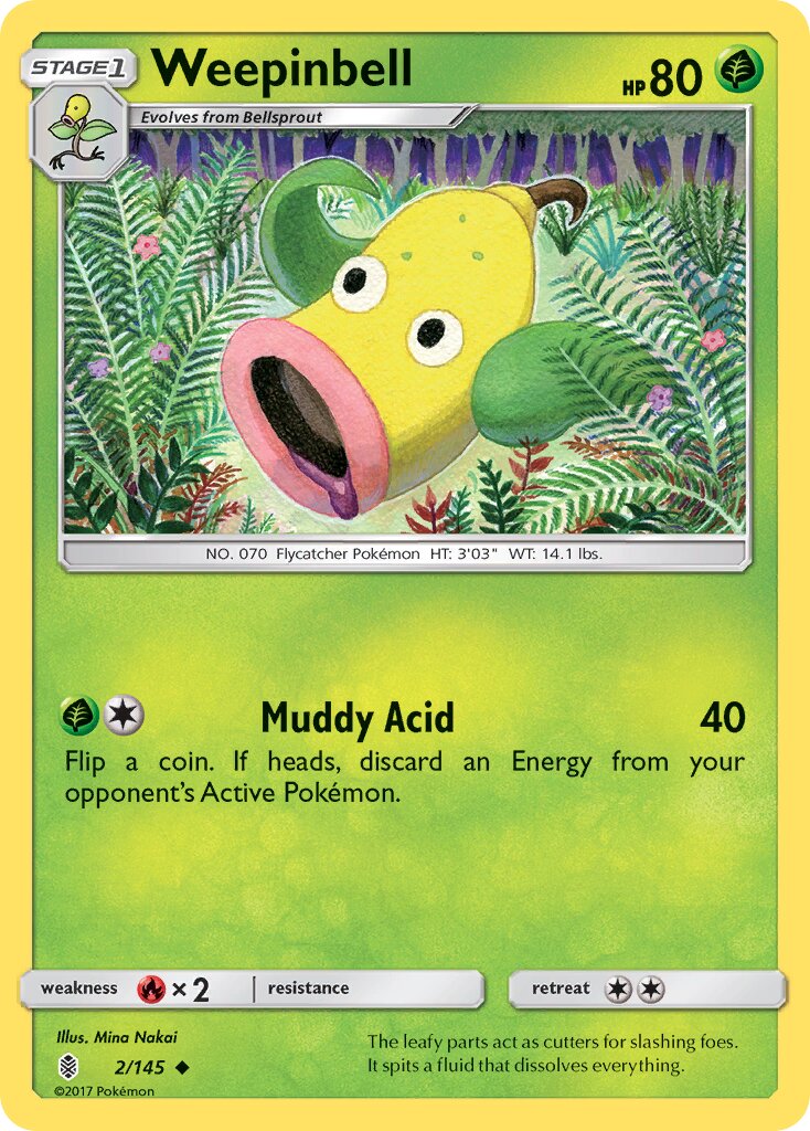 Weepinbell 002/168 — Guardians Rising (English Pokémon TCG card)