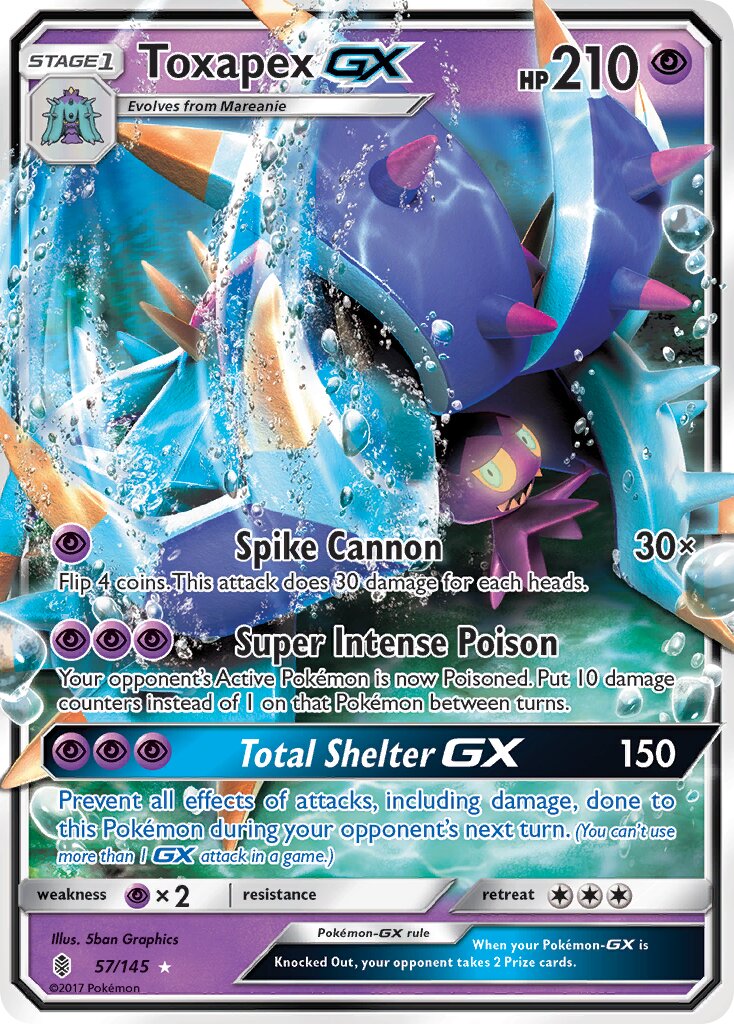 Toxapex-GX 057/168 — Guardians Rising (English Pokémon TCG card)