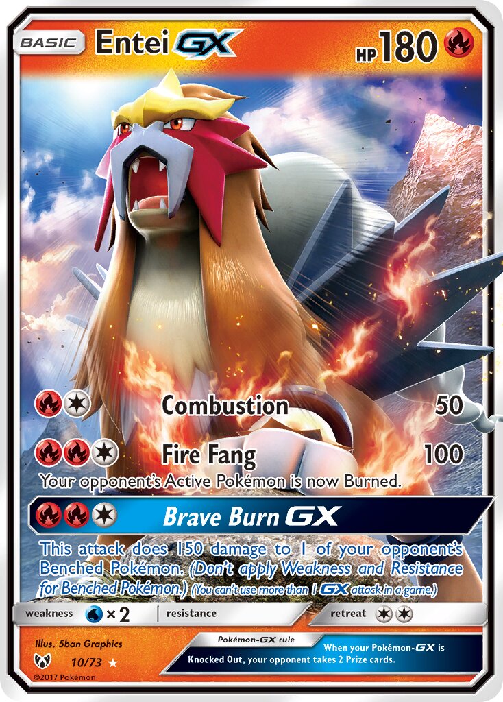 Entei-GX 010/78 — Shining Legends (English Pokémon TCG card)