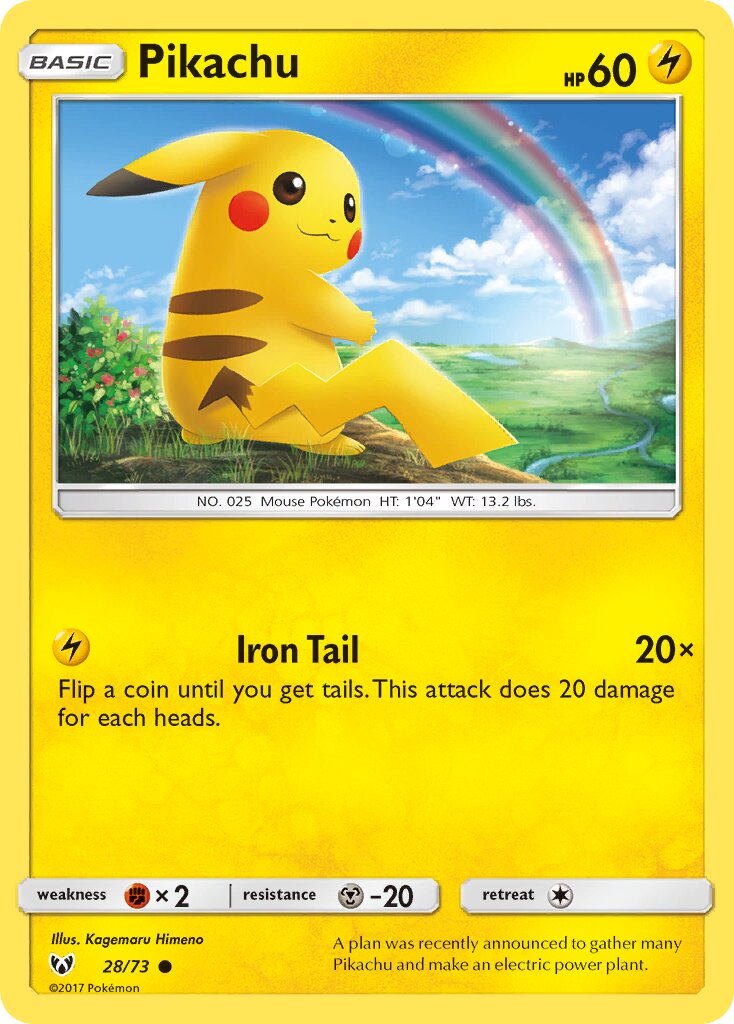Pikachu 028/78 — Shining Legends (English Pokémon TCG card)