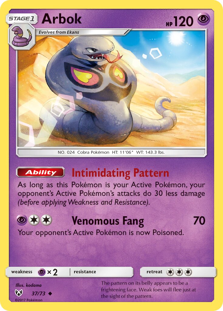 Arbok 037/78 — Shining Legends (English Pokémon TCG card)