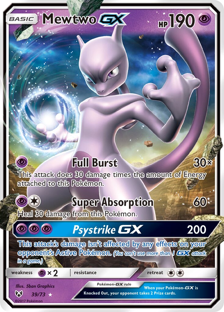 Mewtwo-GX 039/78 — Shining Legends (English Pokémon TCG card)