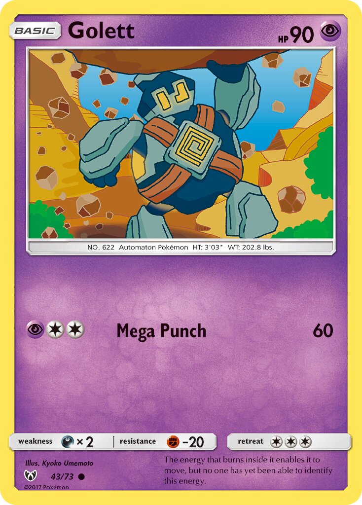 Golett 043/78 — Shining Legends (English Pokémon TCG card)