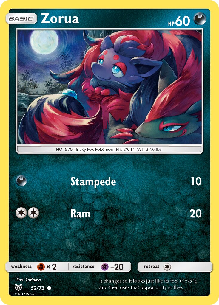 Zorua 052/78 — Shining Legends (English Pokémon TCG card)