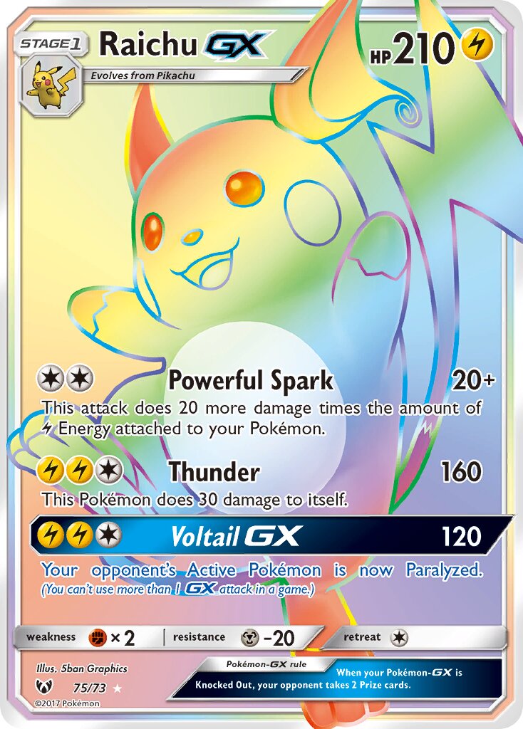Raichu-GX 075/78 — Shining Legends (English Pokémon TCG card)
