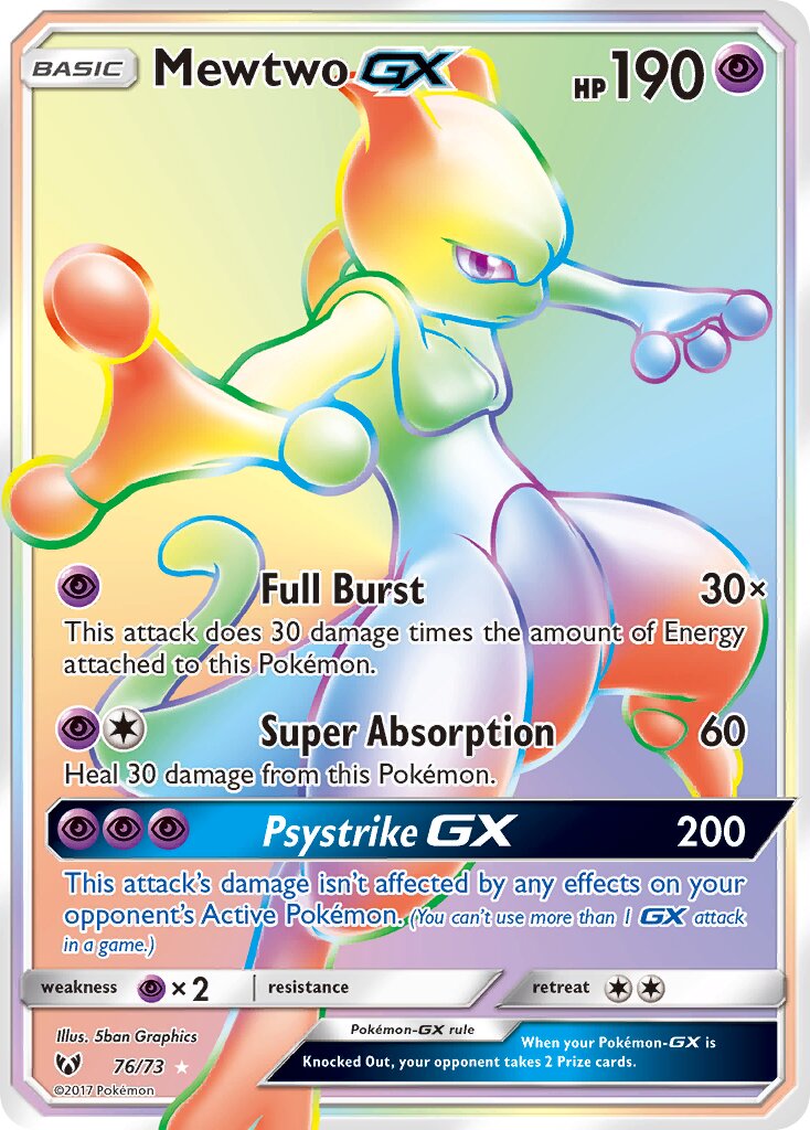 Mewtwo-GX 076/78 — Shining Legends (English Pokémon TCG card)