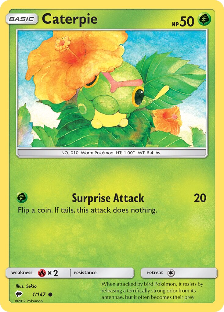 Caterpie 001/169 — Burning Shadows (English Pokémon TCG card)