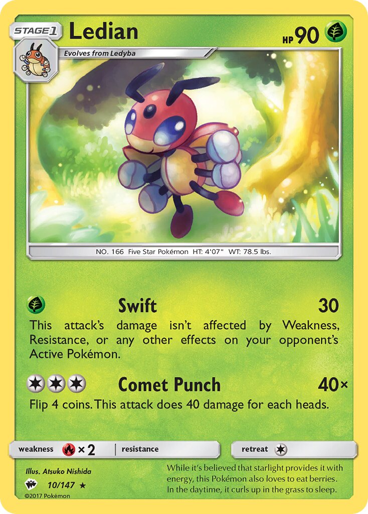 Ledian 010/169 — Burning Shadows (English Pokémon TCG card)