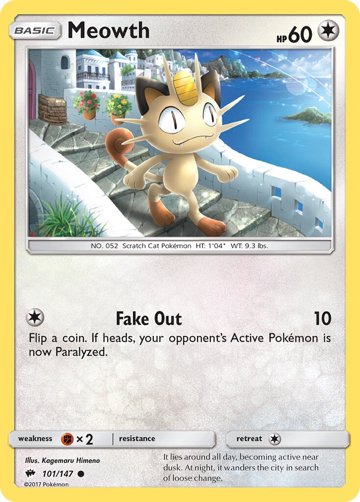 Meowth 101/169 — Burning Shadows (English Pokémon TCG card)