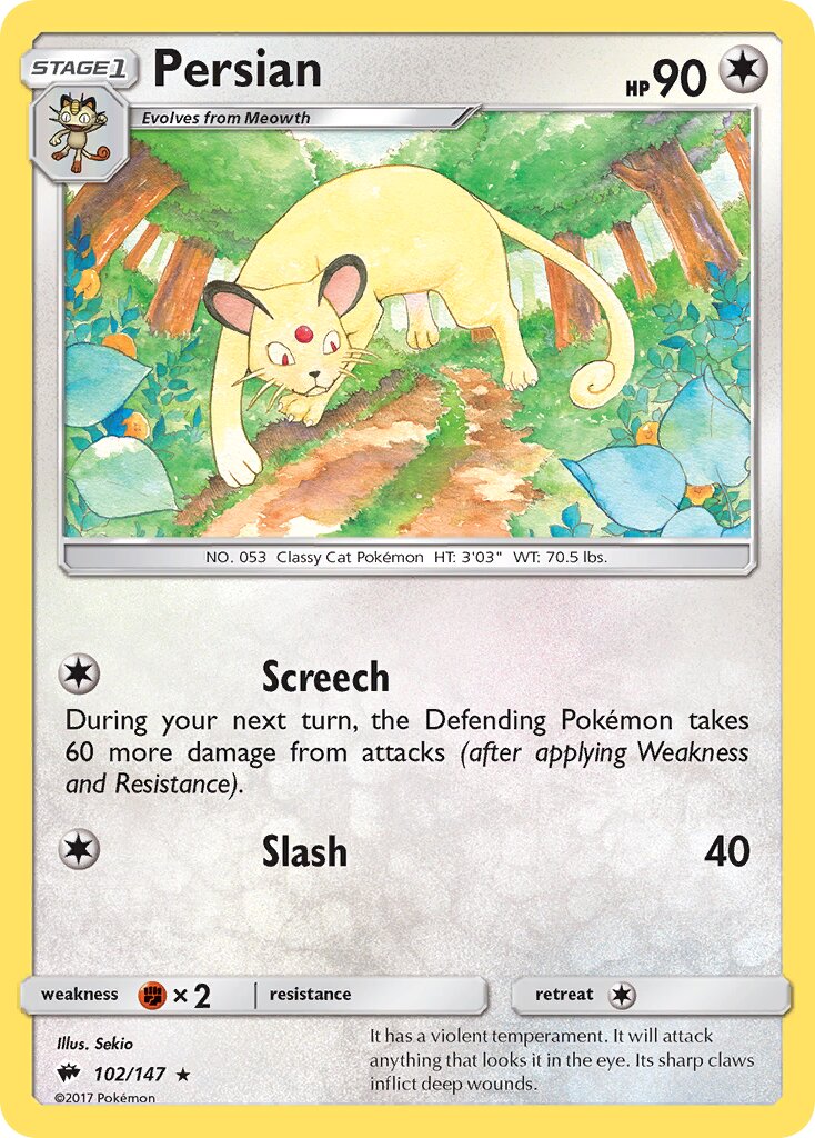Persian 102/169 — Burning Shadows (English Pokémon TCG card)
