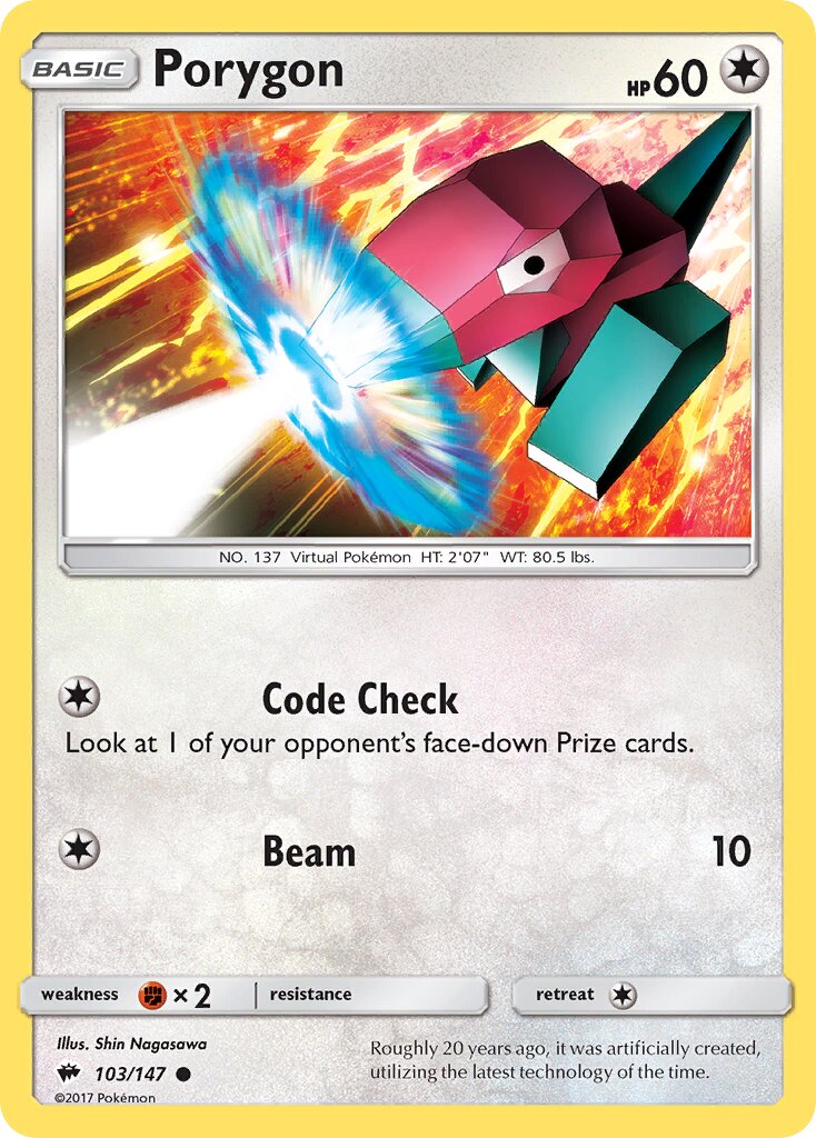 Porygon 103/169 — Burning Shadows (English Pokémon TCG card)