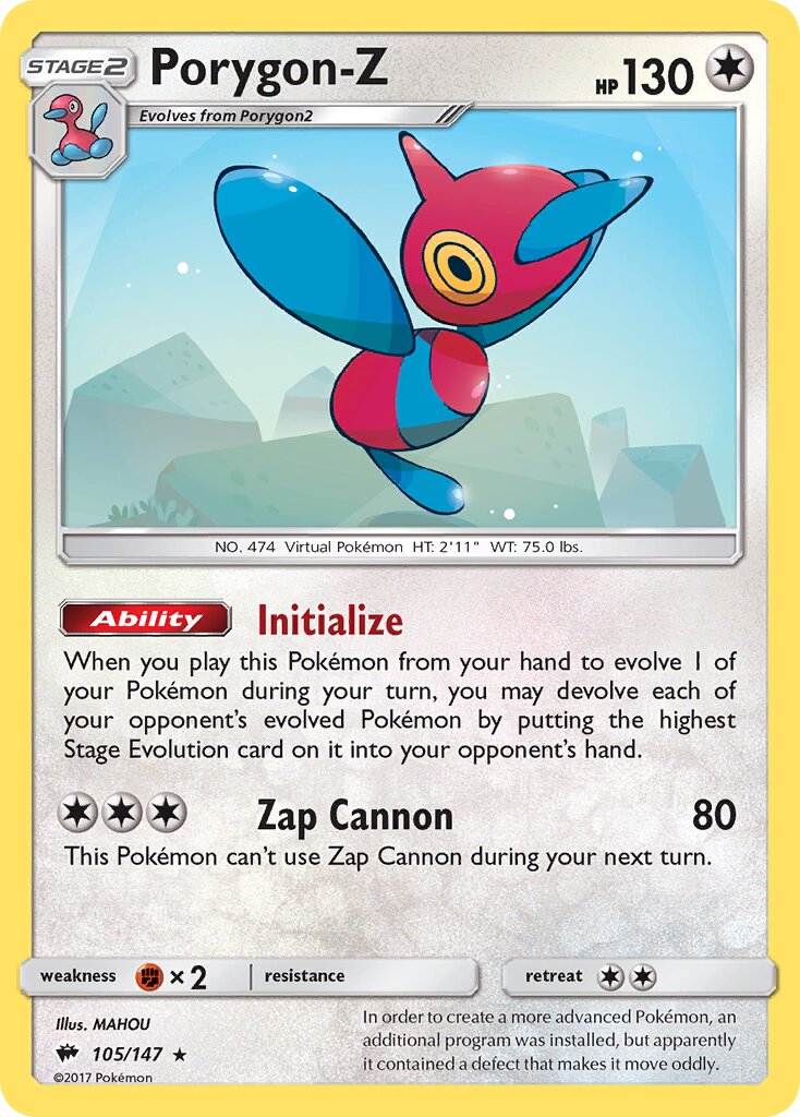 Porygon-Z 105/169 — Burning Shadows (English Pokémon TCG card)
