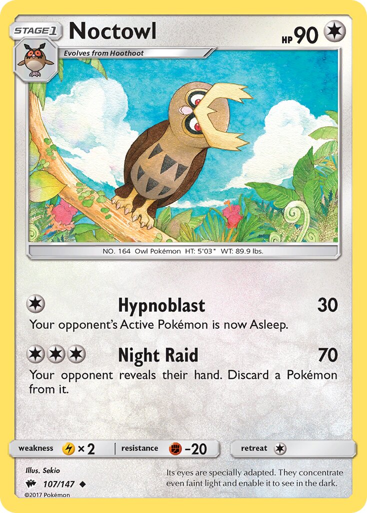 Noctowl 107/169 — Burning Shadows (English Pokémon TCG card)