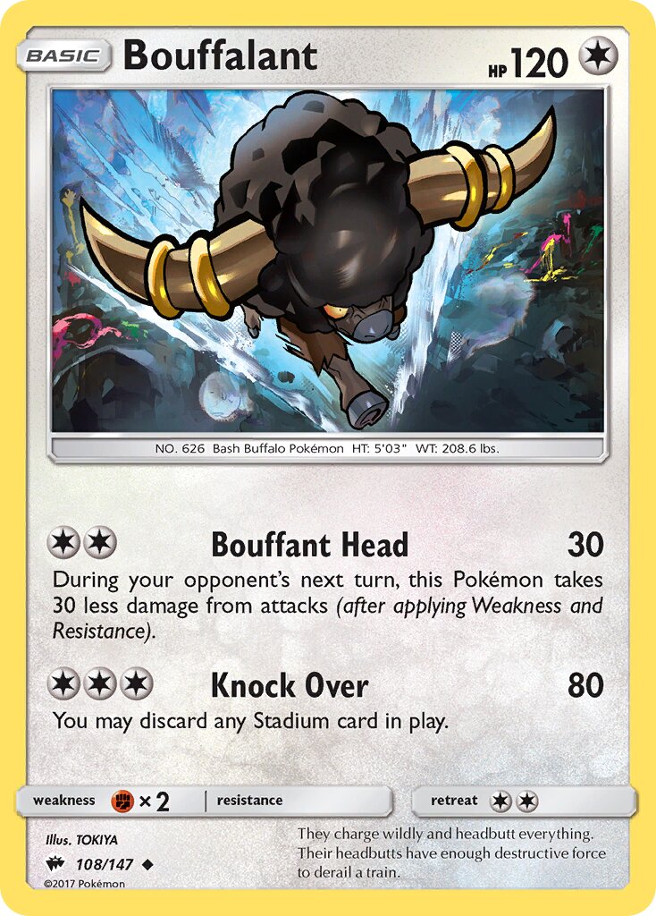 Bouffalant 108/169 — Burning Shadows (English Pokémon TCG card)