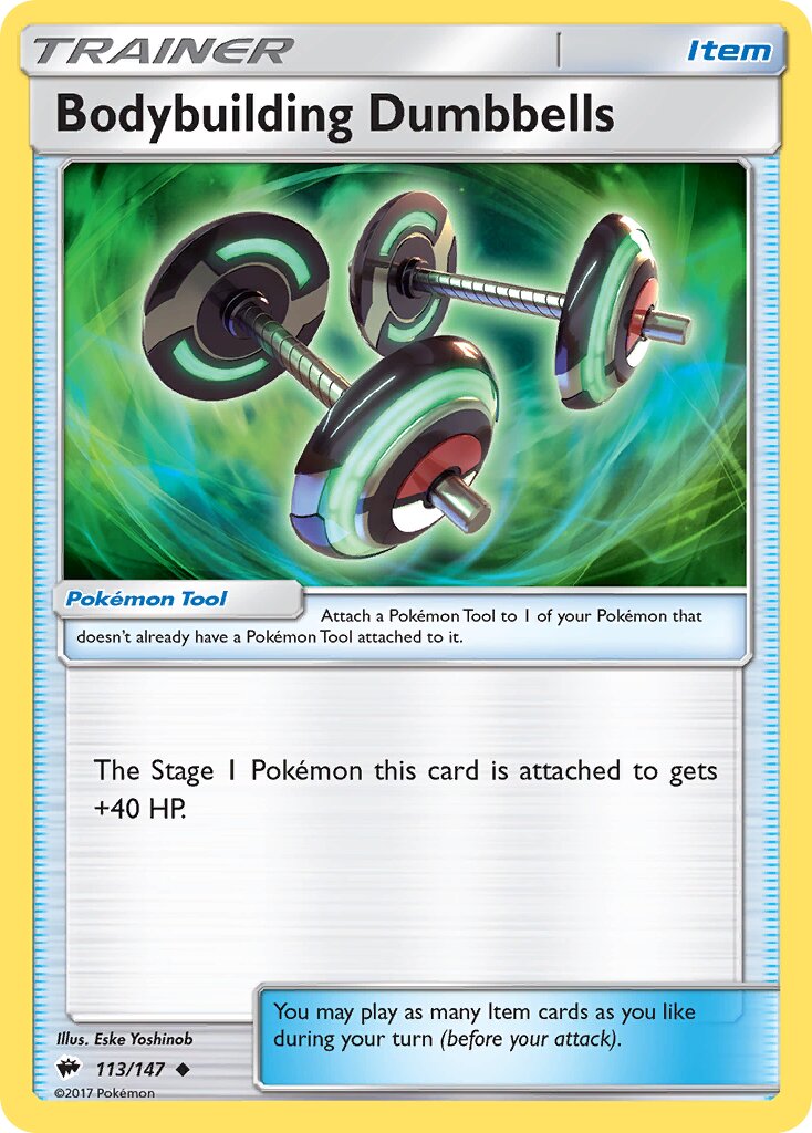 Bodybuilding Dumbbells 113/169 — Burning Shadows (English Pokémon TCG card)