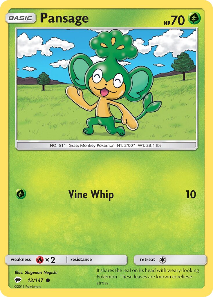 Pansage 012/169 — Burning Shadows (English Pokémon TCG card)