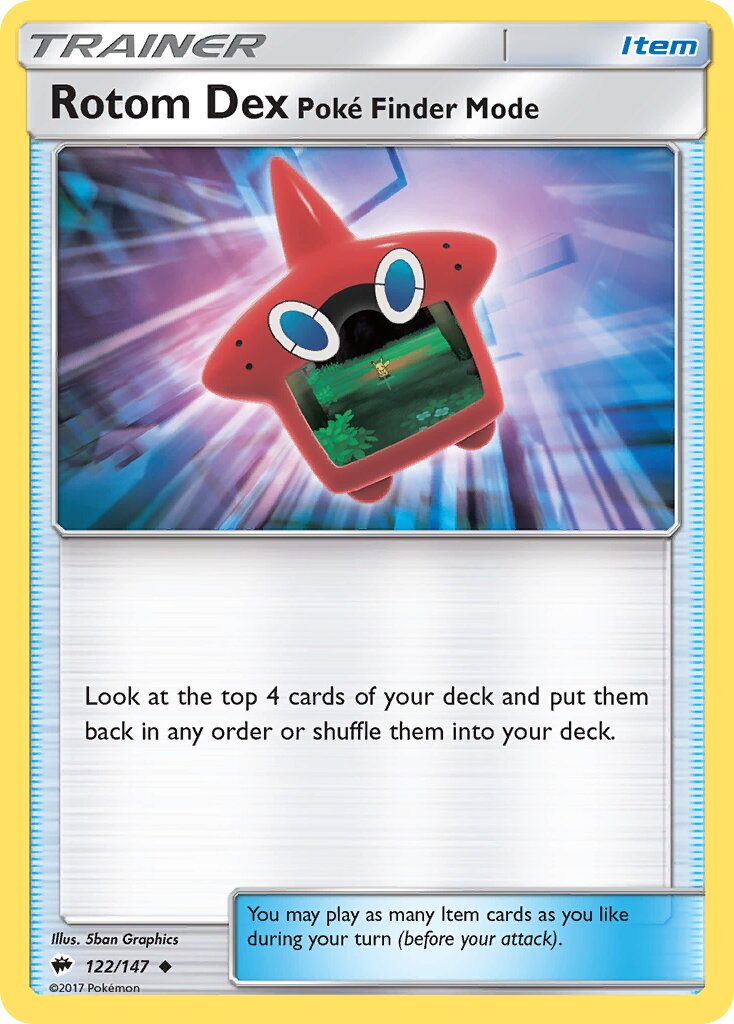 Rotom Dex Poké Finder Mode 122/169 — Burning Shadows (English Pokémon TCG card)